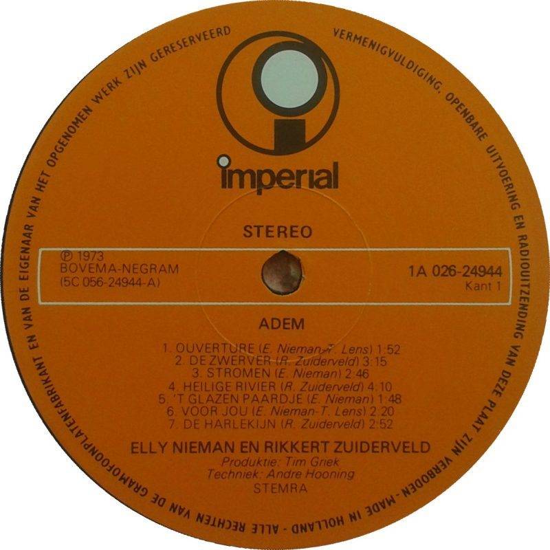 Elly and Rikkert Adem : LP Label A